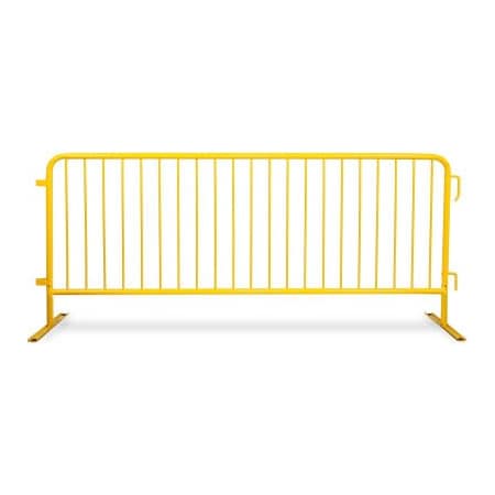 Queue Solutions Queue Solutions CrowdMaster 1000 Steel Barricade, 100inL x 43inH, Flat Feet, Yellow BARR8-FL-YW